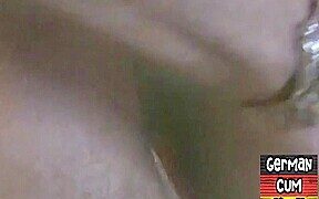 Amateur German stud barebacked in 3some while sucking cock