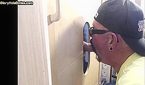 Gloryhole amateur DILF deepthroats rod in closeup oral
