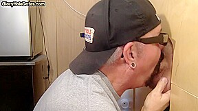 Gloryhole amateur DILF eats cum after BJ and HJ action